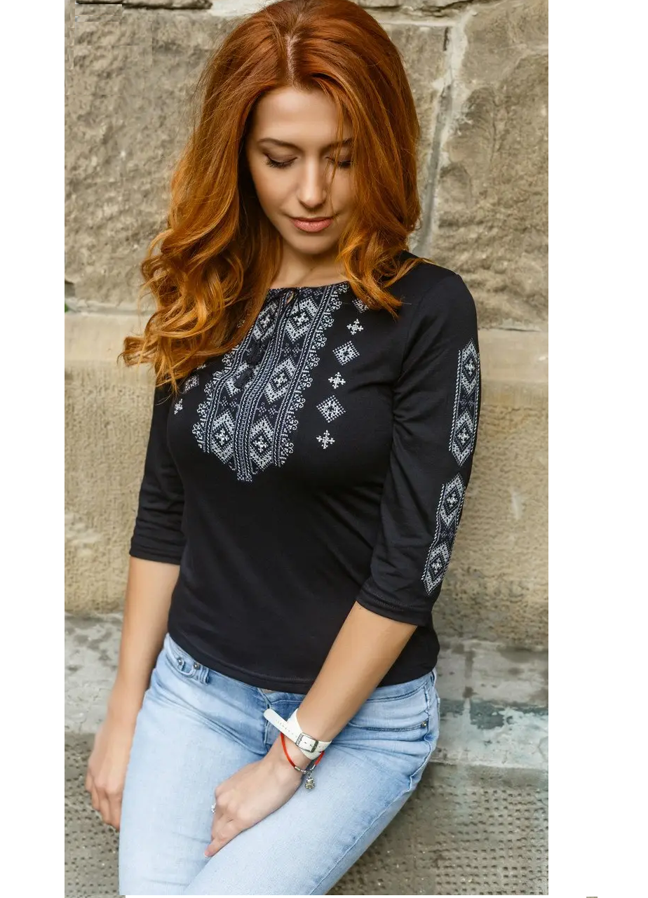 

Футболка-вышиванка, жіноча вишиванка р-р S - XXL 50, Черный