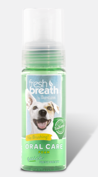 

TropiClean Fresh Breath 128 мл -мятная пена для ухода за ротовой полостью собак и кошек