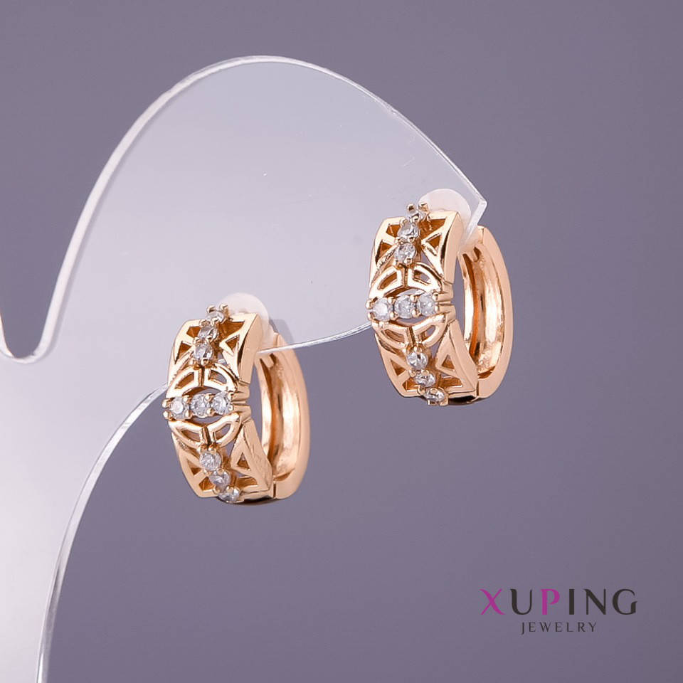 

Серьги Xuping белые стразы d-7мм L-16мм цвет золото