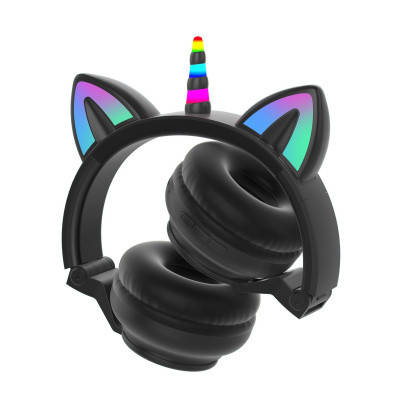 

Детские беспроводные наушники Единорог Cat Ear STN-27 LED Bluetooth черные