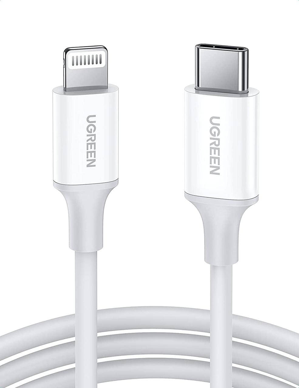 

UGREEN USB-C - кабель Lightning 1м для зарядки iPhone с сертификатом MFi, совместимый с iPhone 12 12Pro, Белый