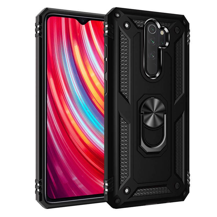 

Противоударный матовый чехол с кольцом подставкой для Xiaomi Redmi 9 черный