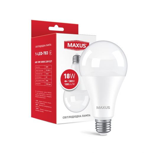 

Лампа світлодіодна MAXUS A80 18W 3000K 220V E27 (1-LED-783)