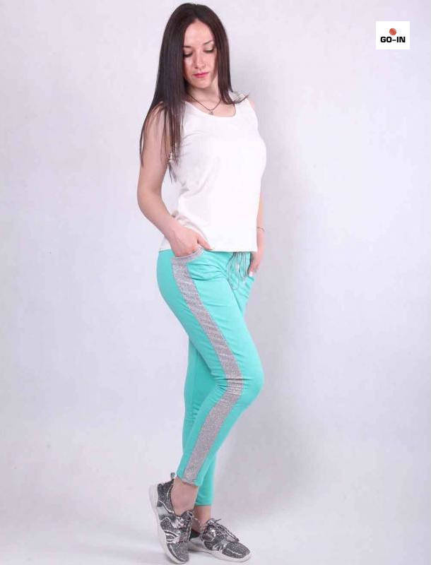 

Молодежные женские спортивные штаны с лампасами 42-54р., Бирюзовый