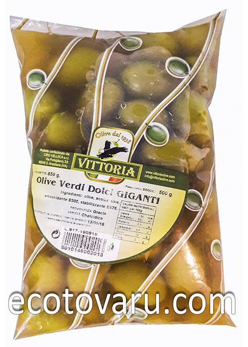 

Оливки зеленые Vittoria Гиганты 500гр
