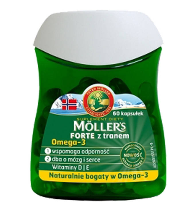 

Mollers Forte z tranem - омега-3 с витаминами D и E, 60 кап.