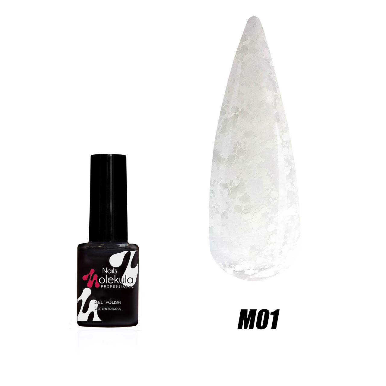 

Гель-лак Molekula Marshmallow № M01 (полупрозрачный белый с белыми хлопьями), 6 мл