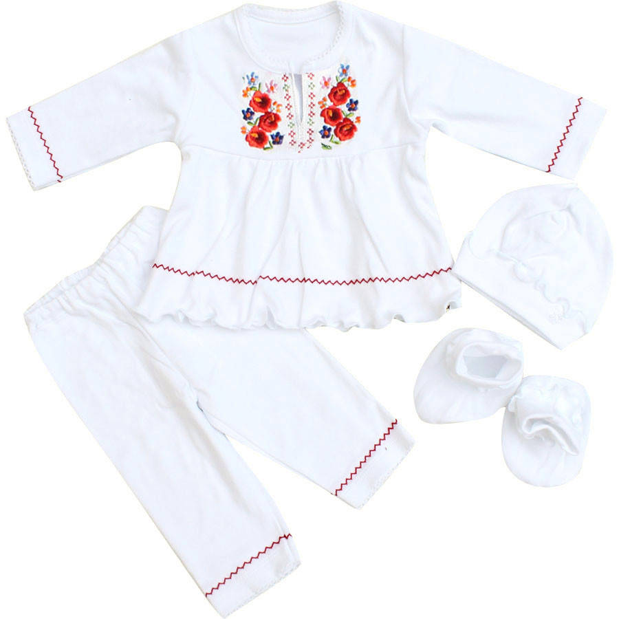 

Набор вышиванка для новорожденных девочек на крестины с красивым вышитым узором, Ладан