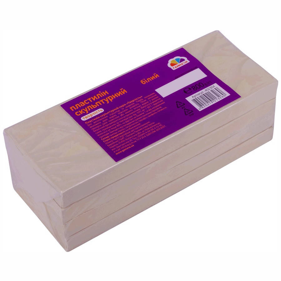 

Пластилин скульптурный белый 800 грамм ГАММА UA, 402304