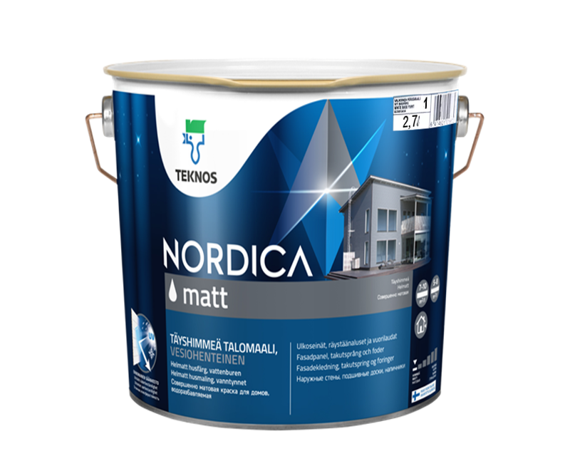 

Краска для дерева матовая TEKNOS NORDICA MATT белая , 2,7л, Белый