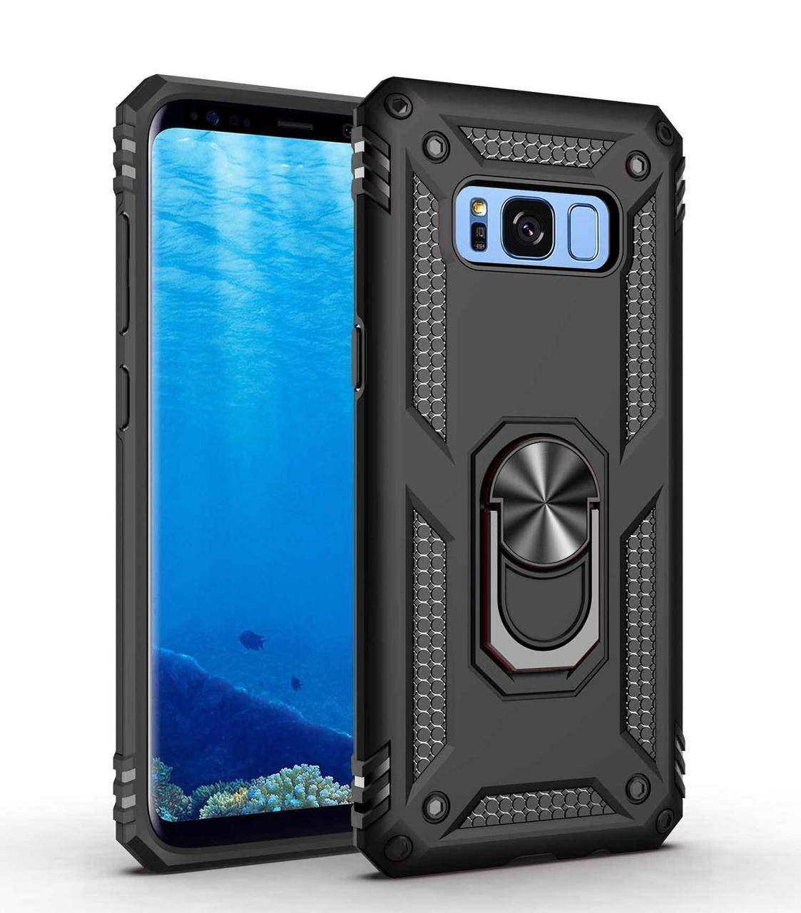 

Противоударный чехол для Samsung Galaxy S8 Plus Черный кольцо магнит