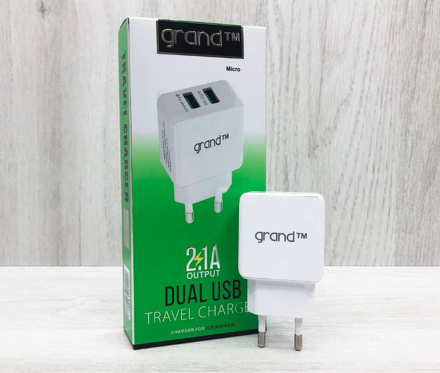 

Стационарное зарядное устройство Grand GH-C01 2USB 2,1A, Белый