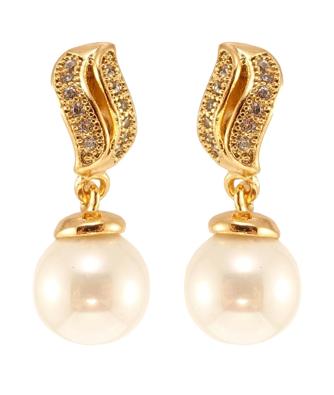 

Серьги Xuping Позолота 18K гвоздики (пусеты) "Листики с жемчужными подвесками"