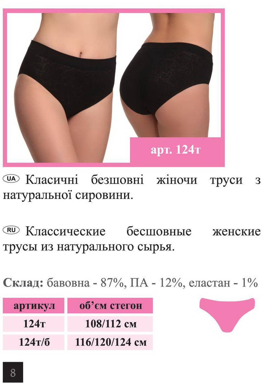 

Трусы женские х/б черные 124т 112 см./52, Черный
