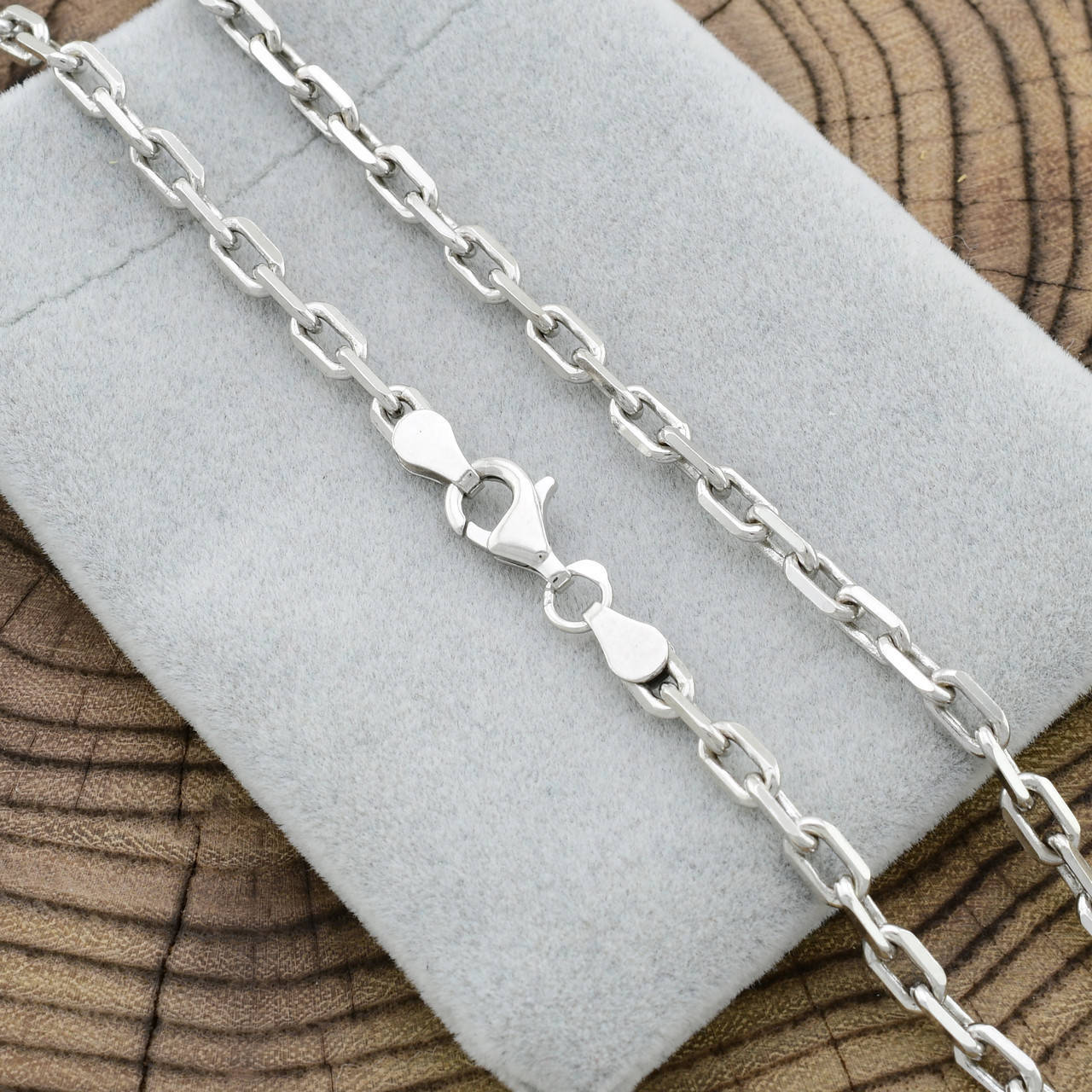 

Серебряная цепочка родированная Якорная ширина 4 мм длина 60