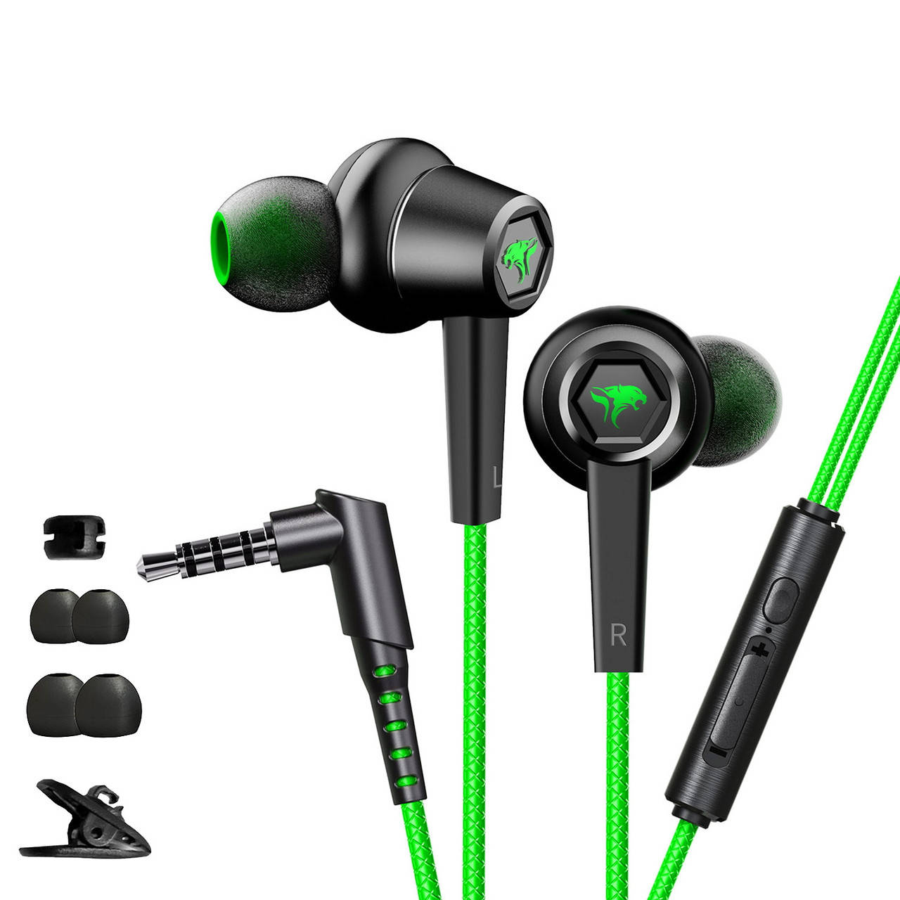 

Проводные вакуумные игровые наушники (1.2м) xMOWI VX2 Green, Зелёный
