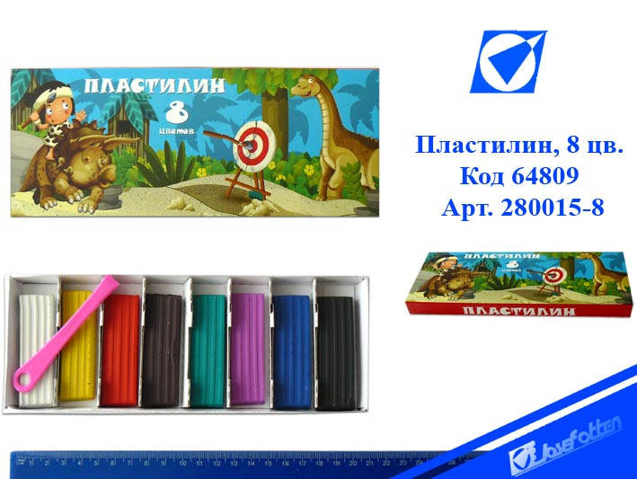 

Пластилин 280015-8 "Каменный век" 8 цв. в картонной упаковке со стеком, Разные цвета