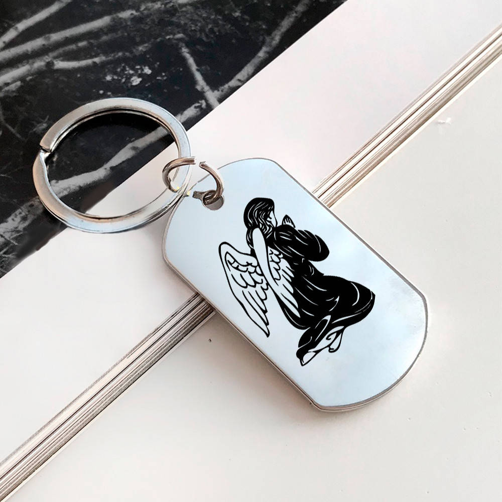 

Брелок жетон c гравировкой молящегося Ангела