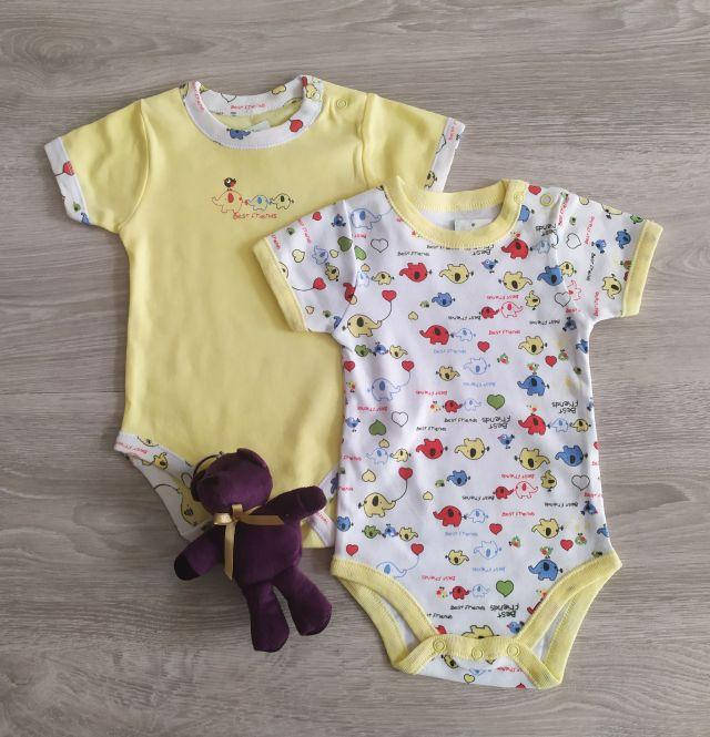 

Боди для новорожденных хлопок короткий рукав Слоники Польша. Бодіки для немовлят