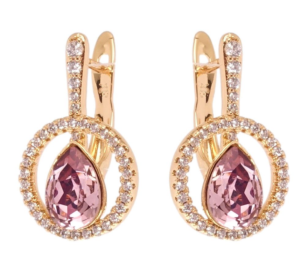 

Серьги Xuping Позолота 18K с кр-ми Swarovski английский замок "Кристалл Light Amethyst в колечке циркония"