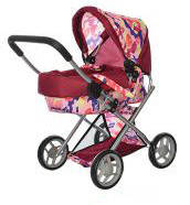 

Коляска классическая для куклы 9369-1, металлическая, высота до ручки - 54 см, бордовая, Бордовый