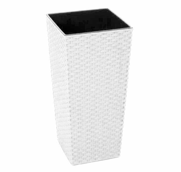 

Вазон квадратный Ротанг высокий 16*16*30 см 2.7 л белая роза Алеана