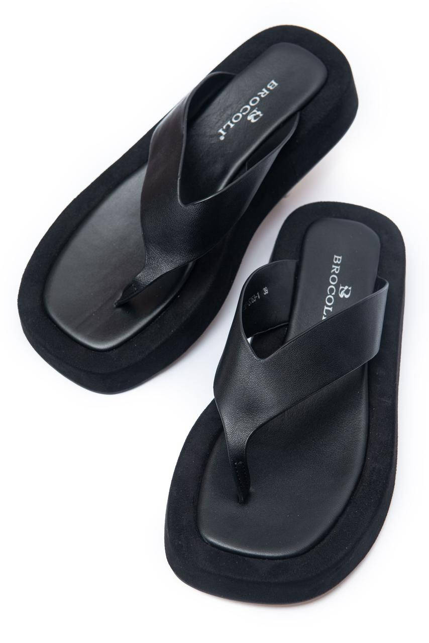 

Женские черные кожаные вьетнамки Brocoly 36