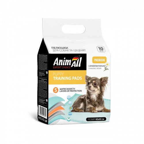 

Пеленки AnimAll 60х60 см с ароматом ромашки/ 10штук, (20 шт/ящ), Салатовый
