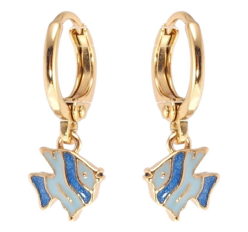 

Серьги детские Xuping Позолота 18K колечки "Рыбки покраска двухцветной эмалью"