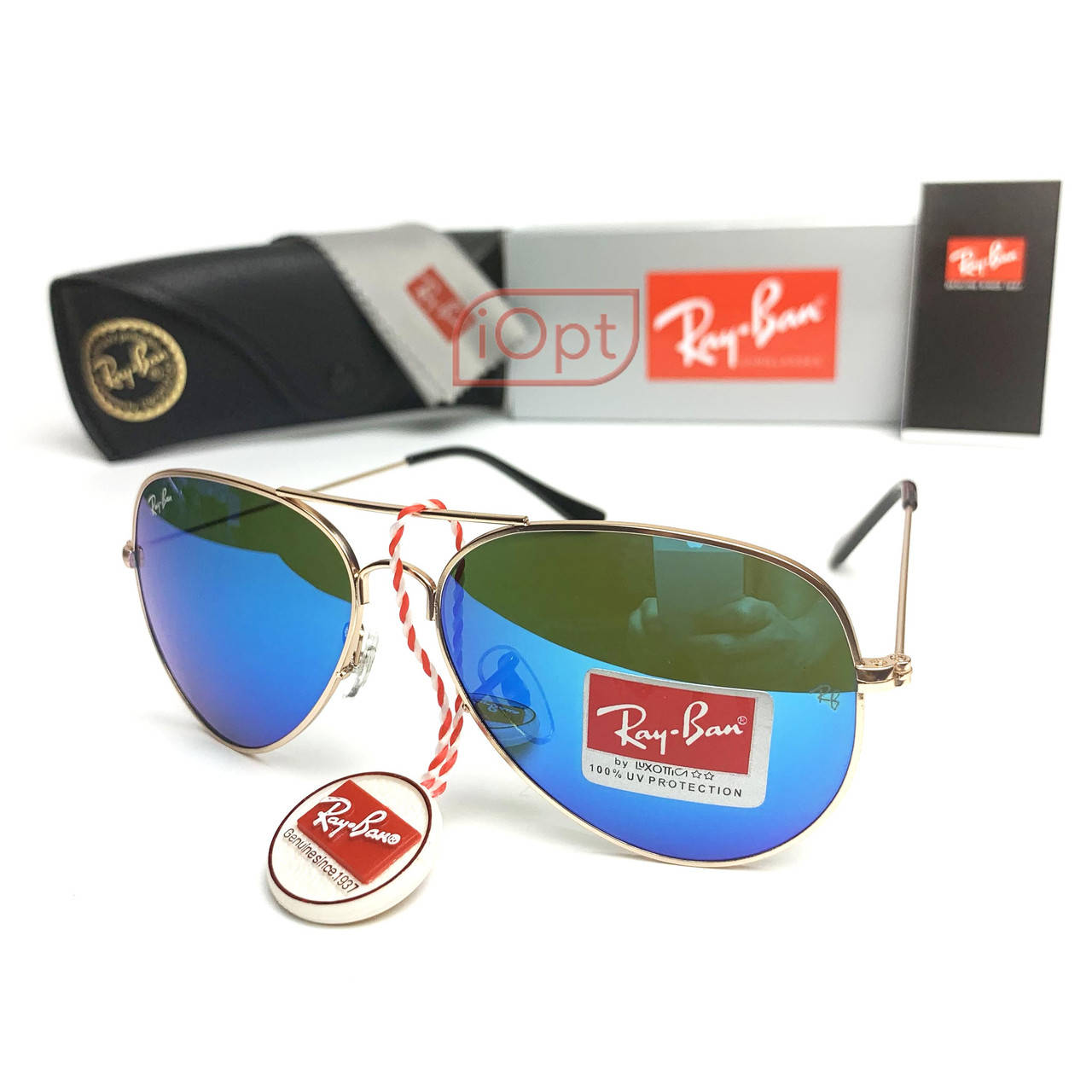 

Солнцезащитные Очки R-B Aviator 3025 Капли Хамелеон Голубая Линза, Золотистый