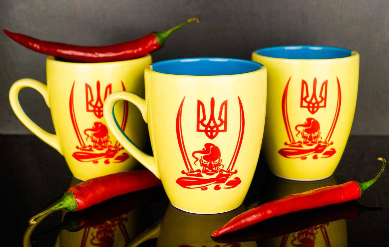 

Кружка для настоящих украинских защитников и защитниц, желто-голубая 350 мл