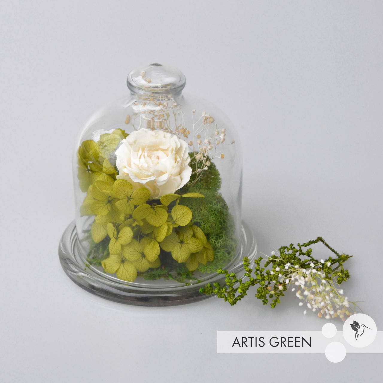 

Долговечная роза в мини-колбе «White flower»