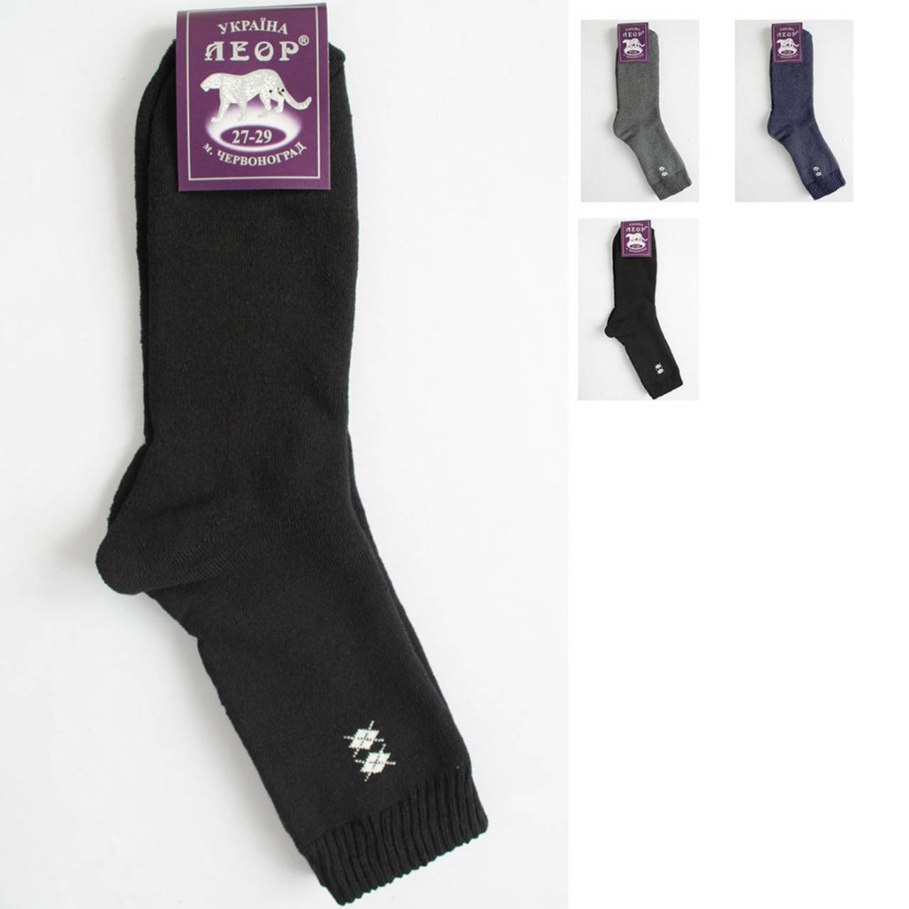 

Теплые мужские носки высокие классические, махра, (черные, серые) размера 25-27, 27-29, червоноградские носки