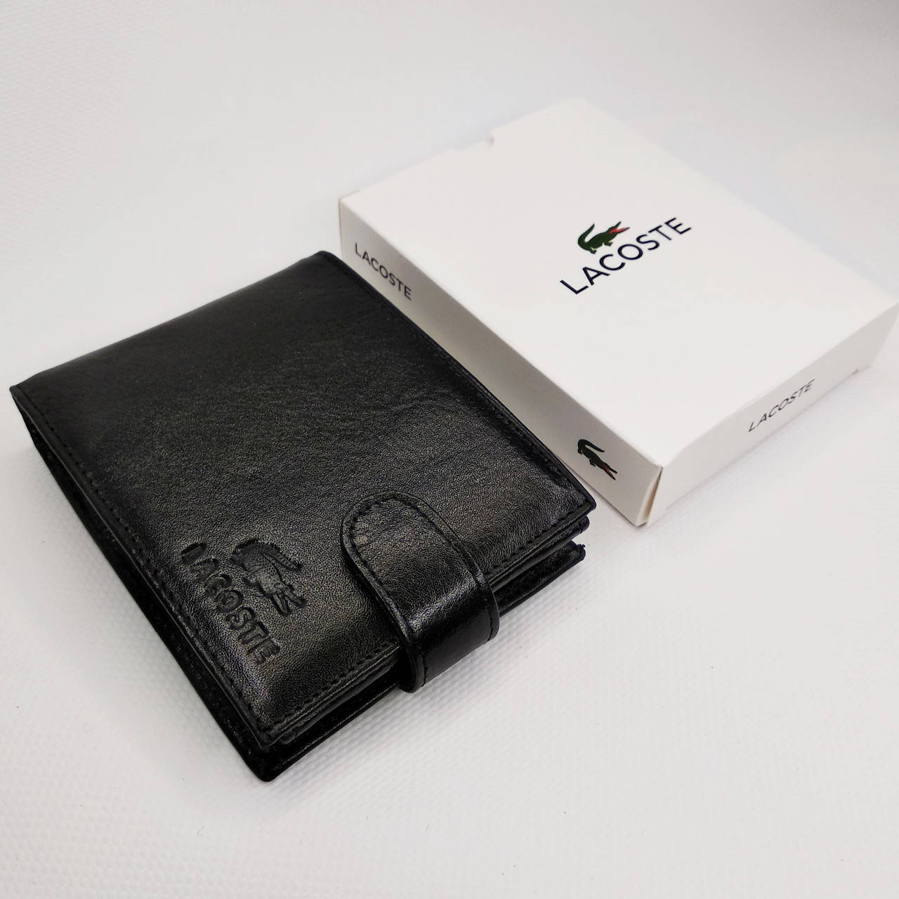 

Кожаный мужской кошелек Lacoste, Черный