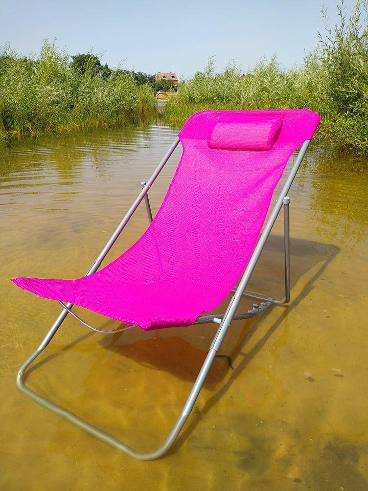 

Пляжное раскладное кресло-шезлонг 126х52 см розовое