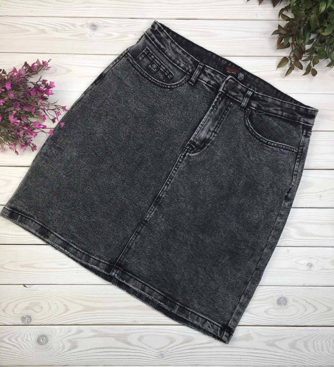 

Женская джинсовая юбка батальная № 43 серая (р. 31-38), Серый