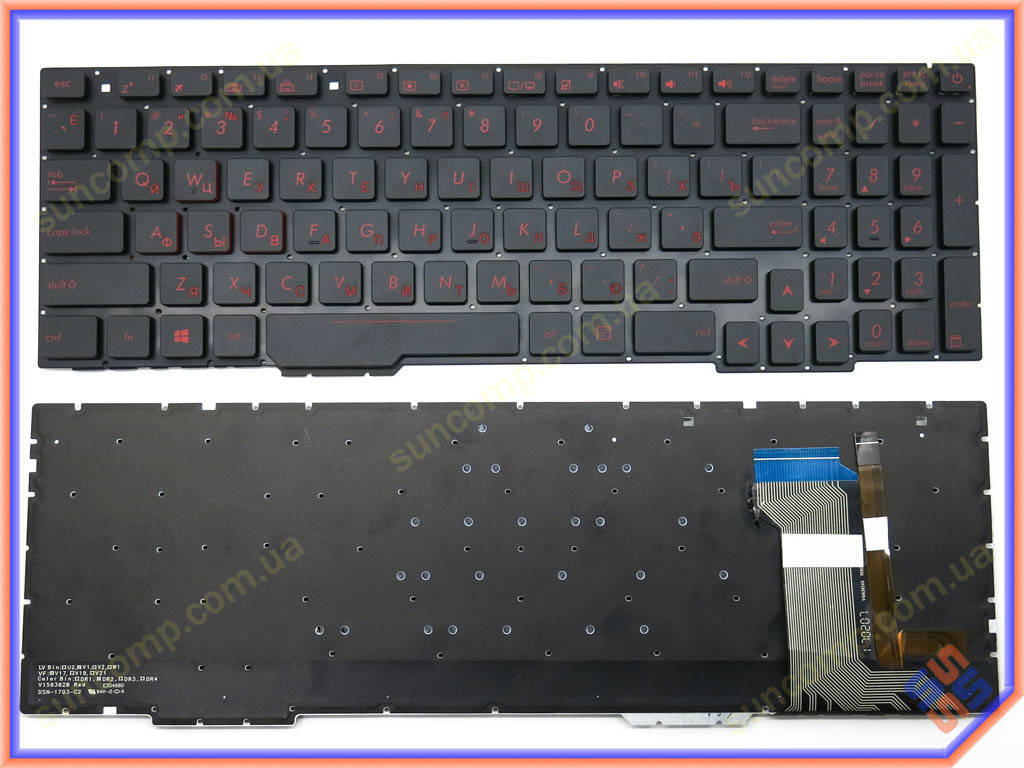 

Клавиатура для ASUS GL553, GL553V, GL553VW, ZX73, FX553VD, ZX553VD, ZX53V, FX53VD, FX753VD, FZ53V ( RU Black, Черный