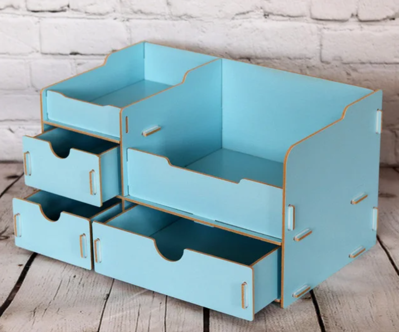 

Комод настольный для канцтоваров, косметики, украшений, фурнитуры и пр. Голубой Кладовка