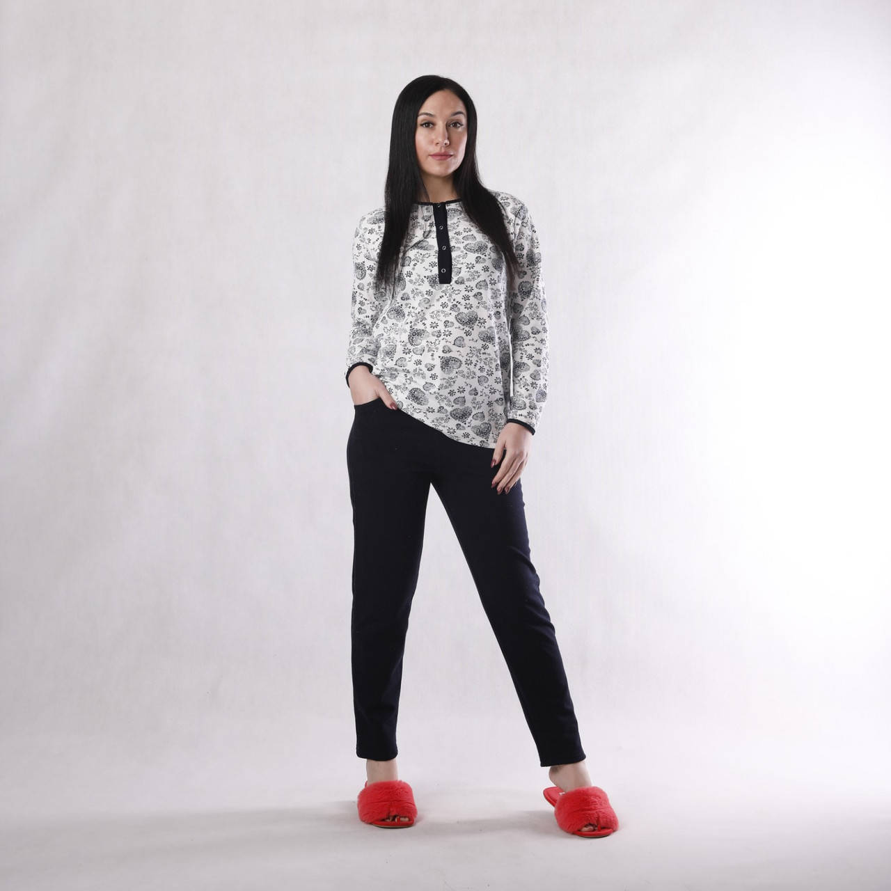 

Женская пижама для сна "Vona - синяя" 44-56 Р! 52-54