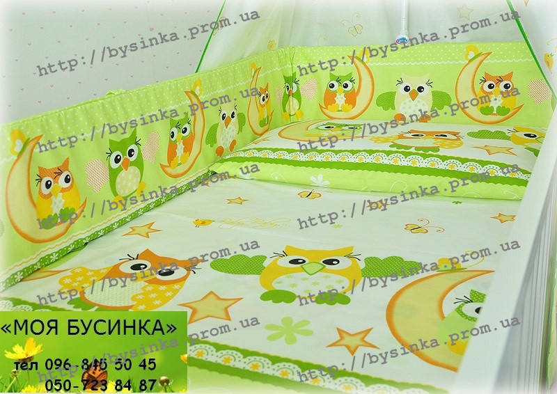 

Простынь на резинке -Сова, Зелёный