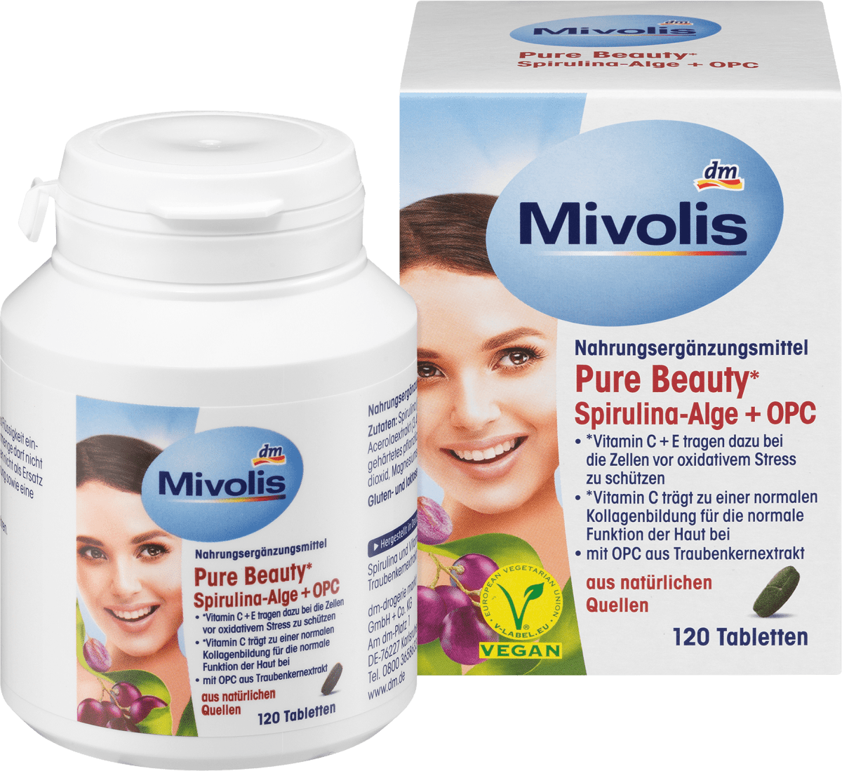 

Биологически активная добавка Mivolis Pure Beauty* Spirulina-Alge + OPC, 120 шт