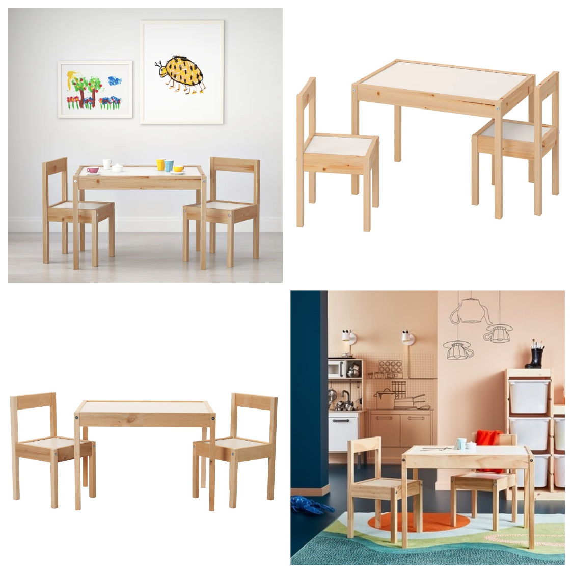 

Детский стол и 2 стульчика IKEA LÄTT деревянный (сосна) столик белый ИКЕА ЛЕТТ