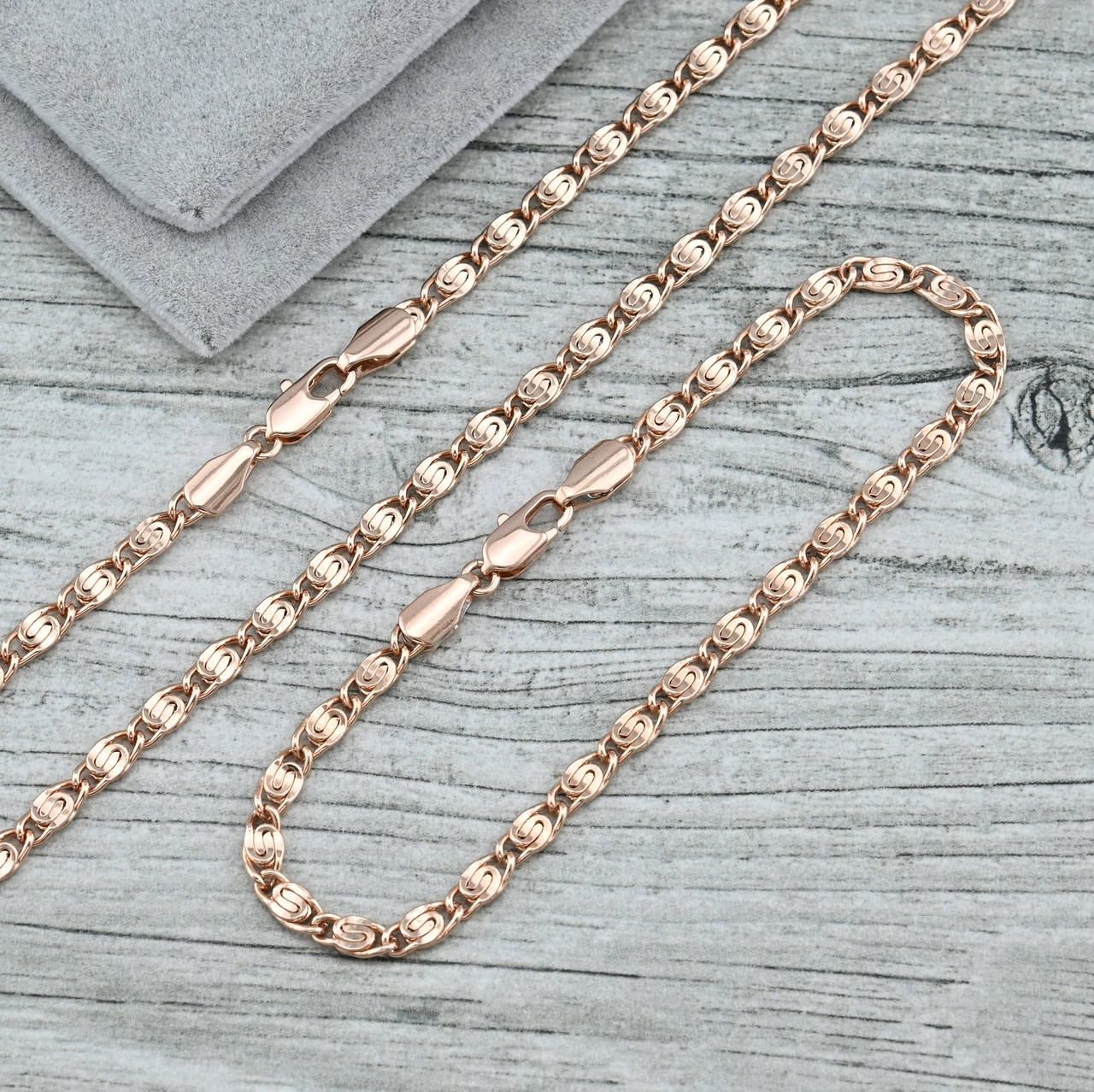 

Набор 32170 цепочка + браслет ширина 4 мм позолота РО длина 50+21