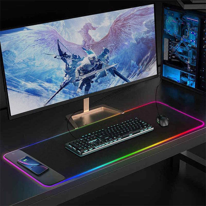 

Геймерский коврик + мышка rbg, зарядка 10 W Wireless, с RBG Lighting led подсветкой, подсветка 14 режимов, 6мм