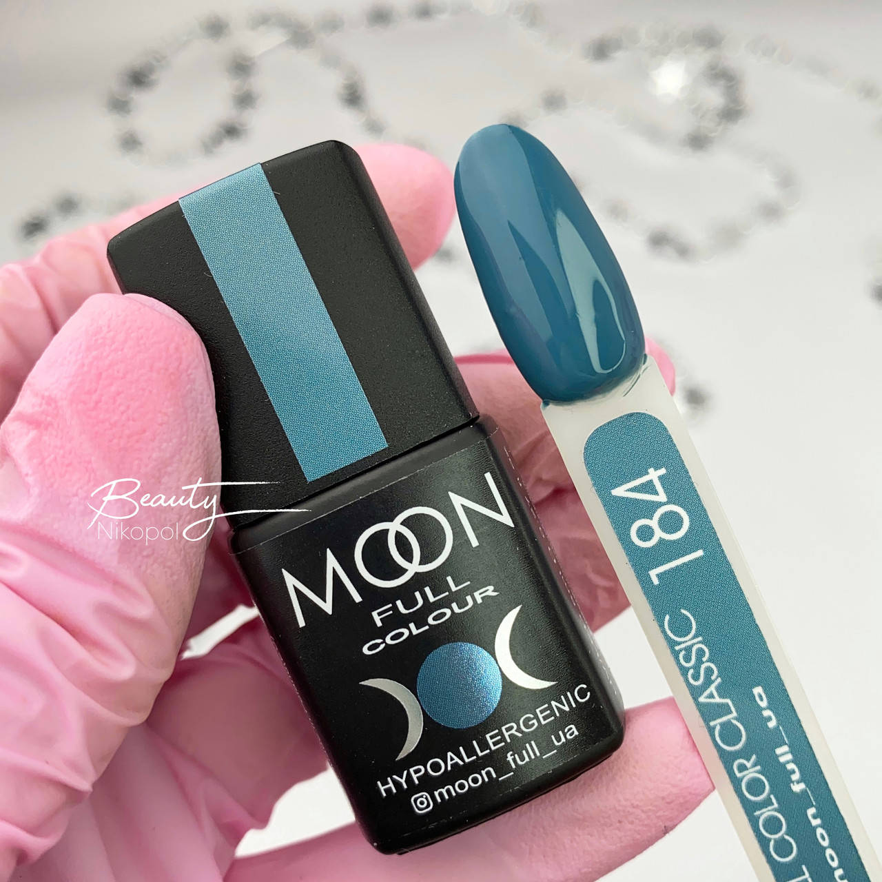 

Гель-лак MOON FULL №184 серо-зеленый, 8мл.