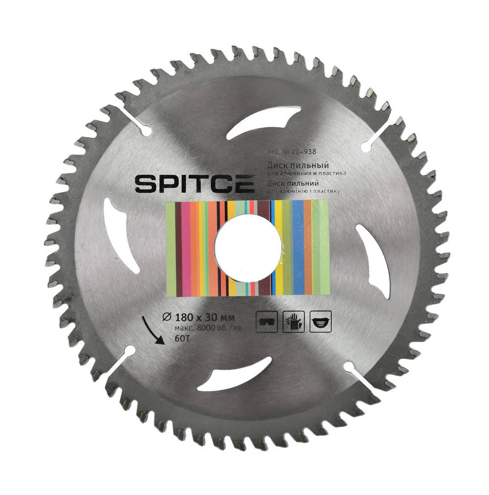 

Диск пильный Spitce для алюминия и пластика с адаптером 60Т 180 х 30/22.2 мм (22-938)