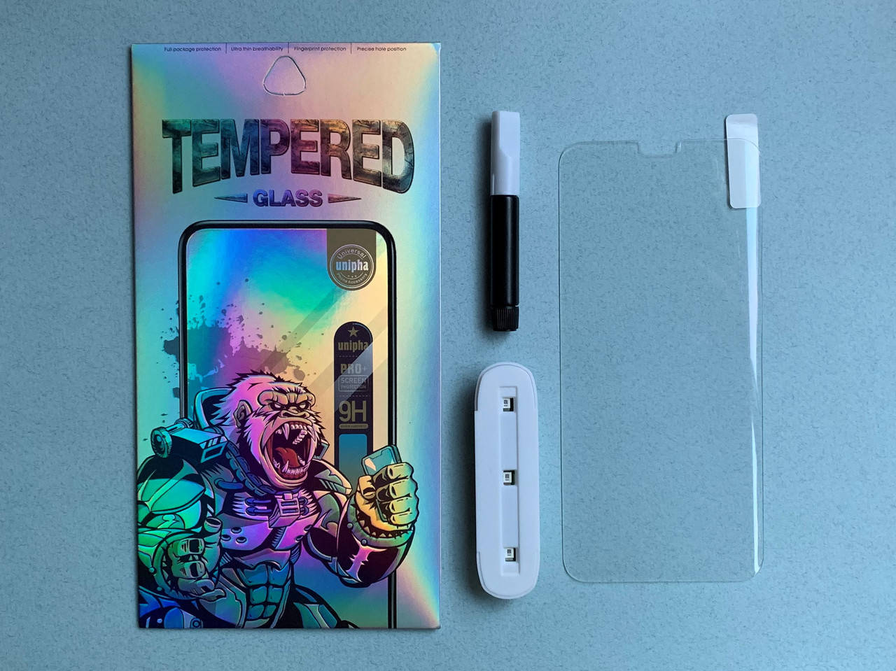 

Защитное стекло для Galaxy S9 полностью прозрачное NanoOptics UV 3D, Прозрачный