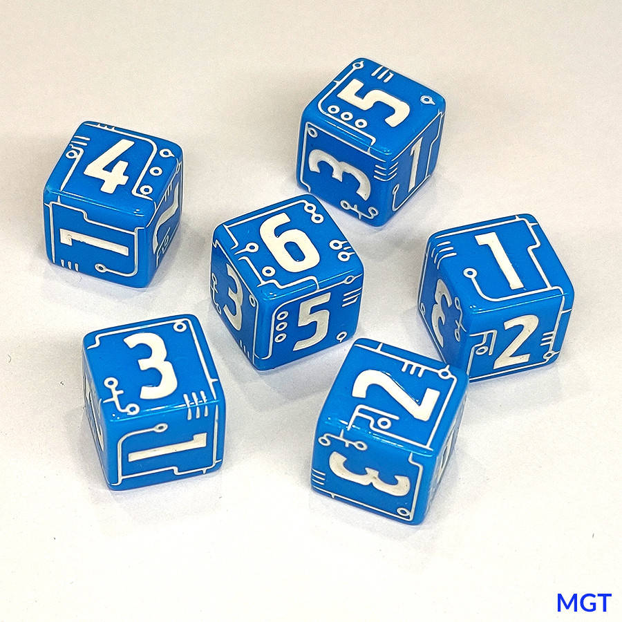 

Кубы игральные D6 цифровые, 16мм, "Микросхема", синий