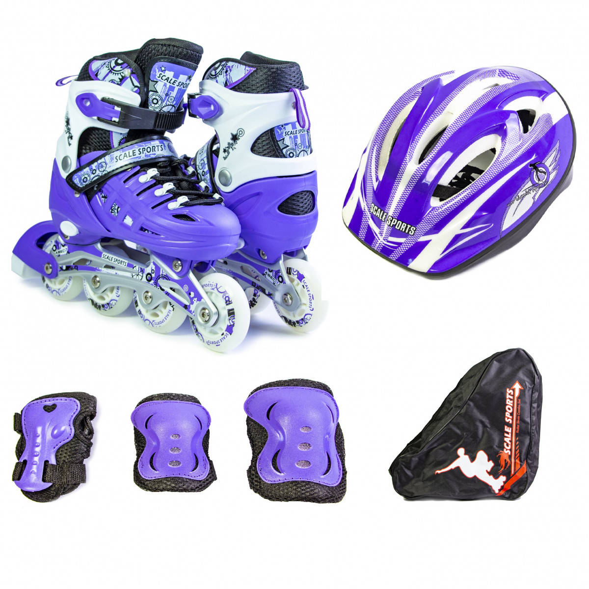 

Комплект роликов с защитой и шлемом Scale Sport размер 34-37 фиолетовый