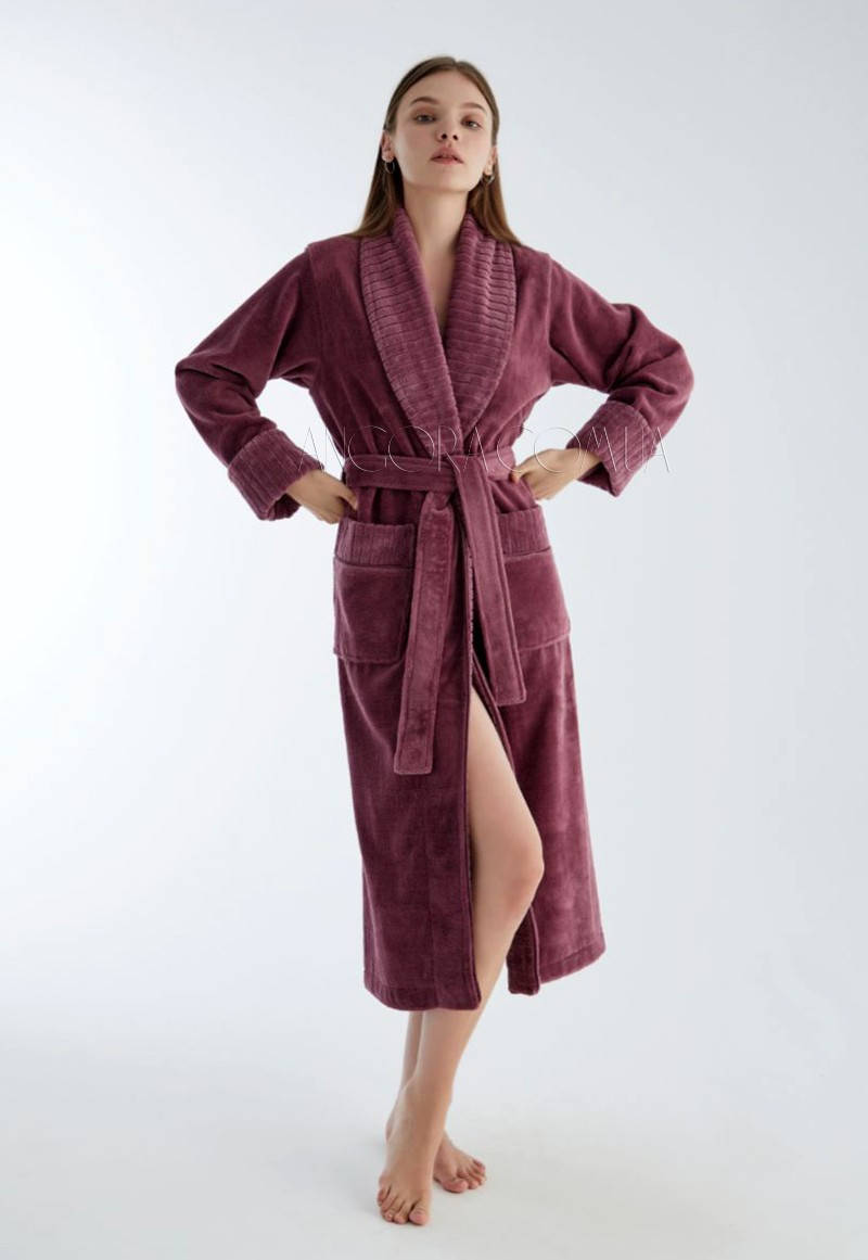 

Красивый женский халат с шалевым воротом Nusa (махровый) NS-4195 фрез, Фрезовый